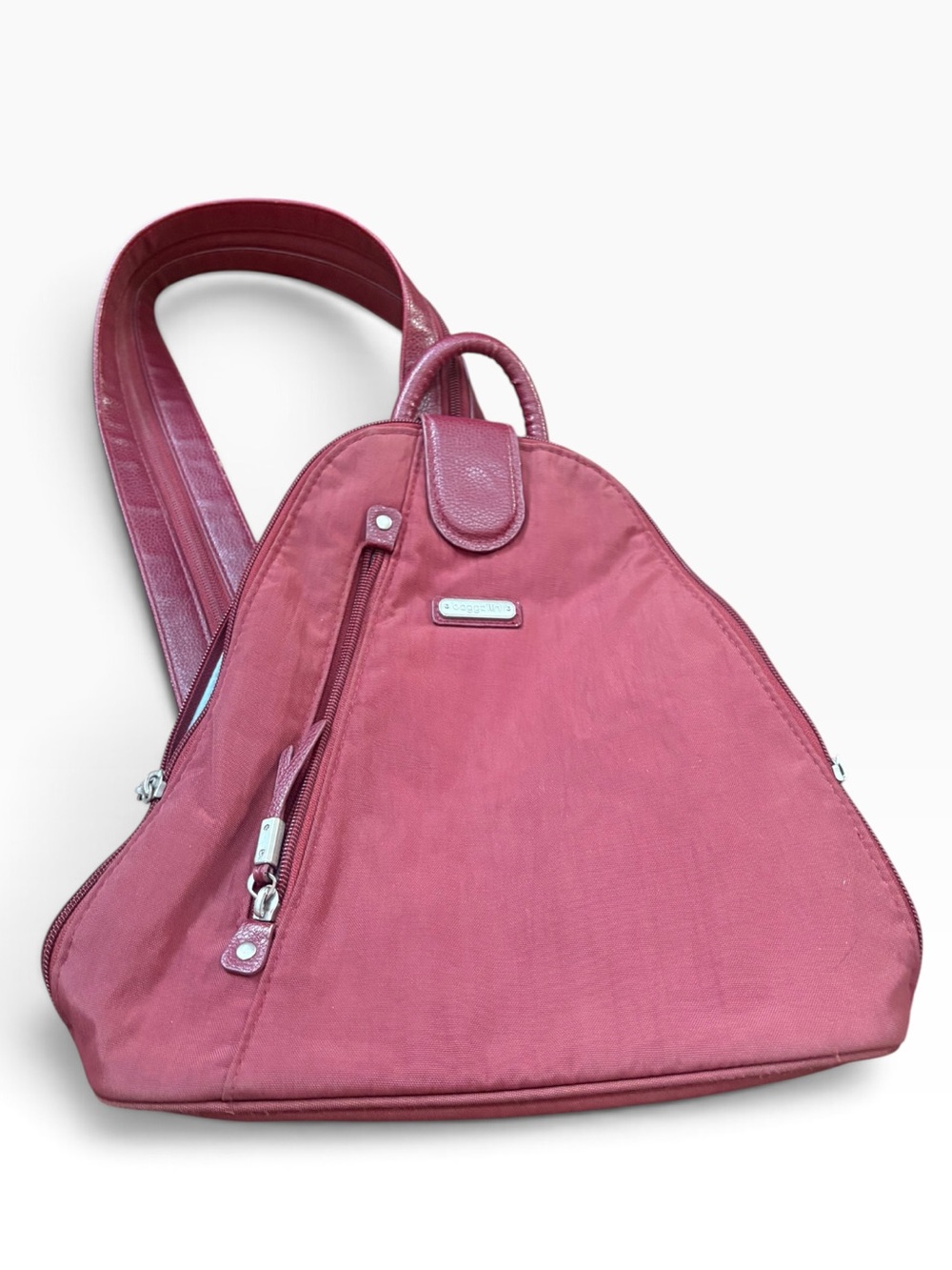 Baggallini Burgundy Red Triangle Purse Shoulder Bag Backpack